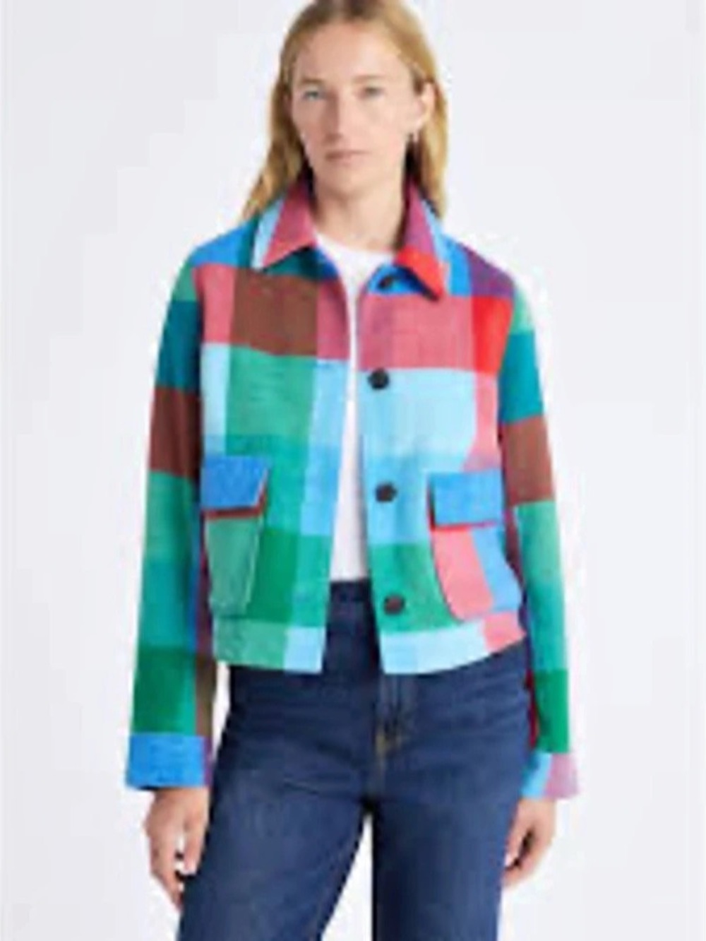 Free Assembly Multicolored Fall Cozy Everyday Checkered Cropped Jacket NWT sz M